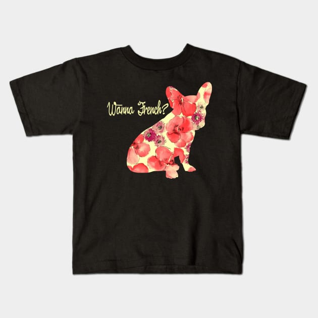 Frenchie French Bulldog Floral - Dog Lover Dogs Kids T-Shirt by fromherotozero